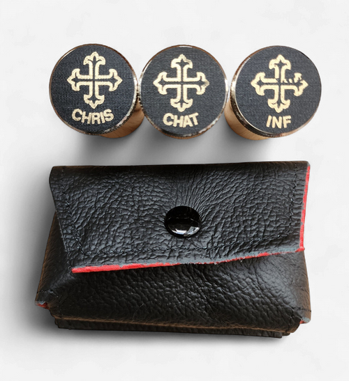 Holy Oil Stock - Set of 3 with Genuine Black Leather Case (Made in Italy)