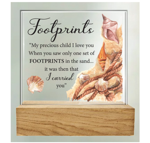 Glass Plaque: Footprints (4'x4.5 inches)