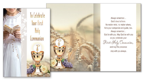 Communion Card: To Celebrate Your First Holy Communion - (Girl)