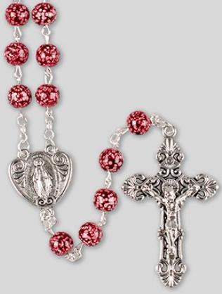 Loose Glass Rosary/Marble - Red