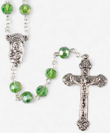Glass Rosary: Aurora Borealis Green