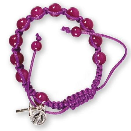 Macrame Rosary Bracelet/Glass/Purple