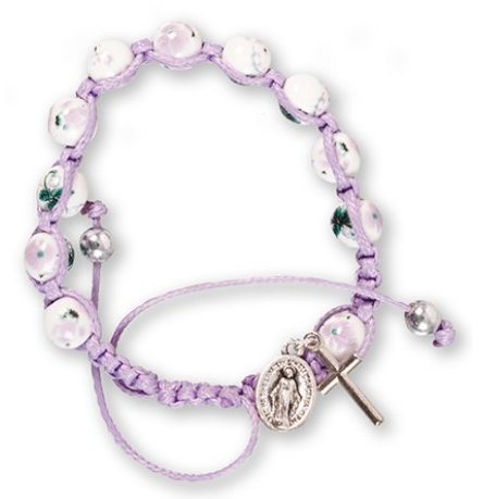 Macrame Rosary Bracelet/Porcelain/Purple