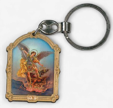 Key Ring/Wood/Gold Highlights/St.Michael
