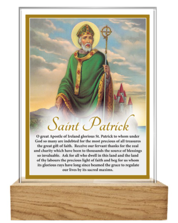 Glass Plaque/Wood Base/Saint Patrick