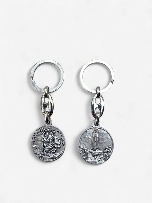 Round Metal Keyring – Apparition / St. Christopher(30mm) - Made in Portugal