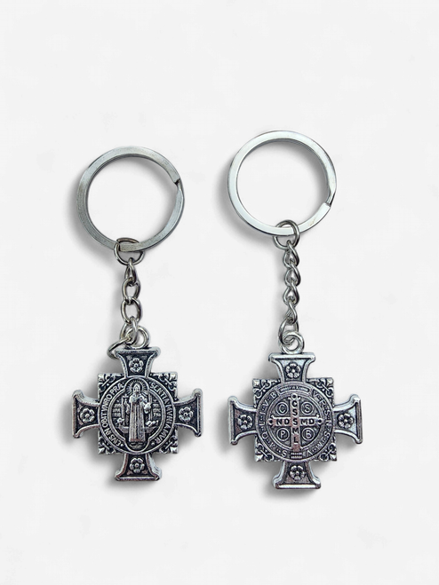 Metal Keyring – Templar Cross / St. Benedict - Made in Portugal