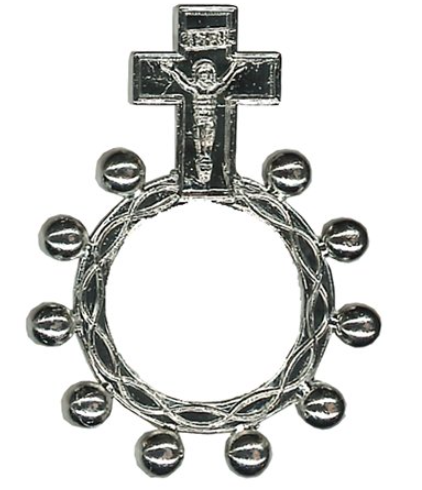 Rosary Ring: Crucifix - Silver Finish