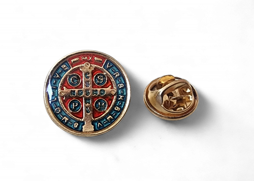 Lapel Pin: St Benedict - Gold Acrylic (20mm.)