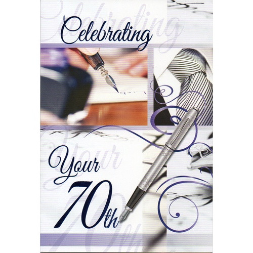 Card: Birthday - Celebrating Your 70th - Fountain Pen