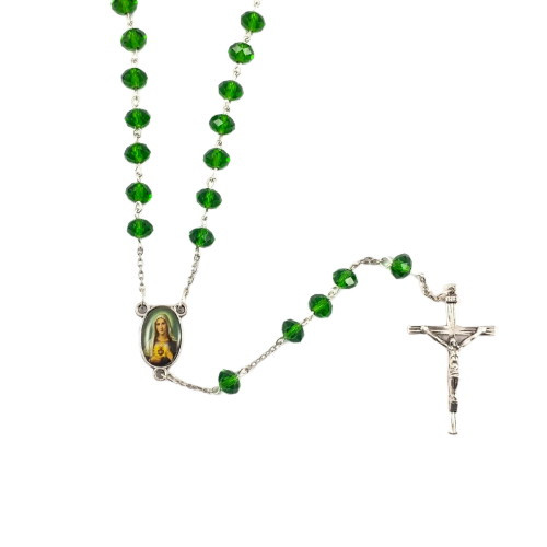 Rosary: Peridot Green Crystal