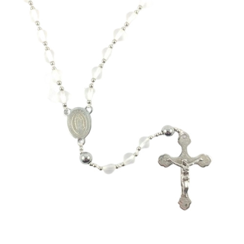 Rosary: Stainless Steel Etch Centrepiece Clear