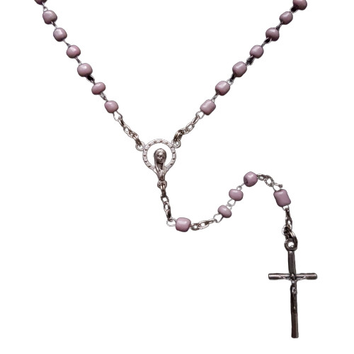 Rosary: Glass Seed Bead Pale Pink