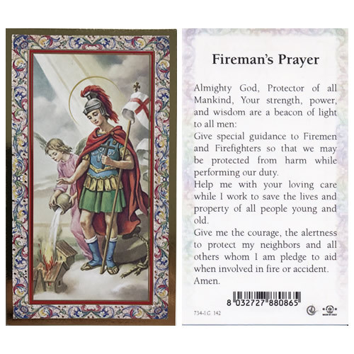 Holy Prayer Card: St Florian/Fireman's Prayer - 6cm x 10.5cm