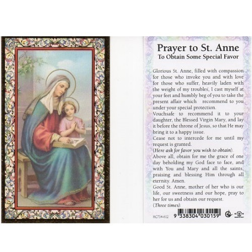 Holy Prayer Card: St Anne - 7cm x 12cm
