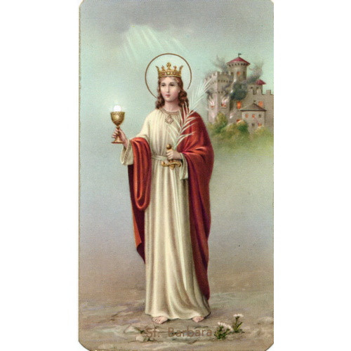 Holy Picture: St Barbara - 5.5cm x 10cm