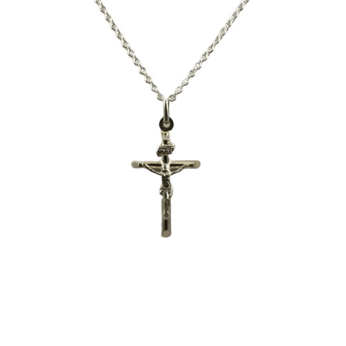 Sterling Silver Crucifix Pendant on Plated Chain