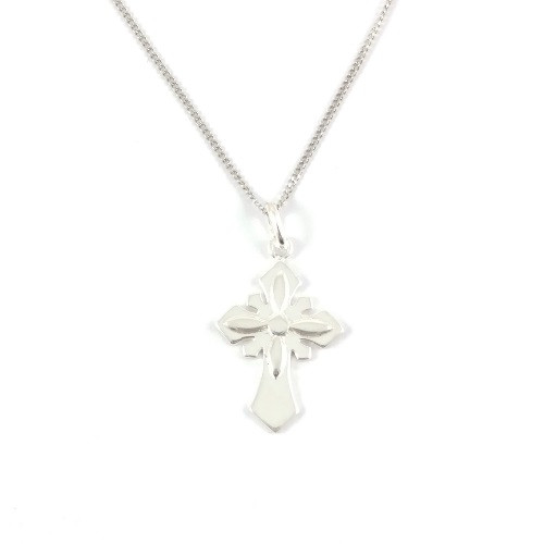 Sterling Silver Cross Pendant with Pattern