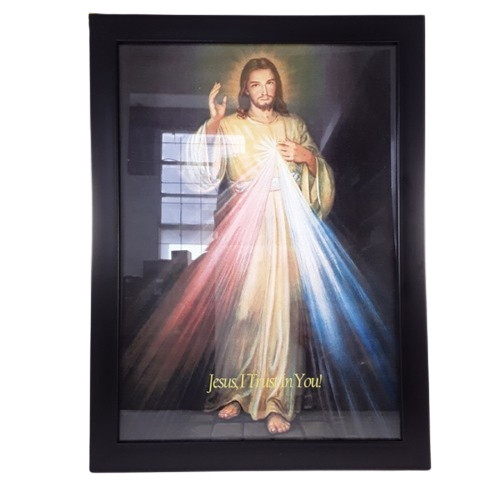 Framed Divine Mercy - Black Frame 29cm x 39cm
