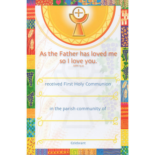 Certificate: First Holy Communion - Colourful