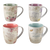 Mug Set: 4 Piece Floral Pink and Purple