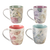 Mug Set: 4 Piece Floral Pink and Purple