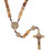 RosaryNecklace  Beads: 8mm St Benedict - Gold with Brown Beads
