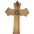 Crucifix:  Wall Ornate 25cm with St Benedict badge Ant Gold Metal