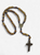 Rosary: St Benedict Brown Wood Beads -Antique Gold (30 cm.)