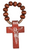 Rosary Ring: Brown Wood Carve Beads