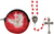 Confirmation Rosary:Red Glass Beads  And Purse