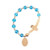 Rosary Bracelet: Stainless Steel Etched - Blue/Yellow Gold Beads