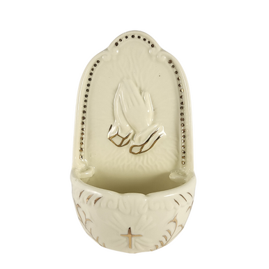 Porcelain Font: Praying Hands Design-(13cm. ) - The Square Gift Store