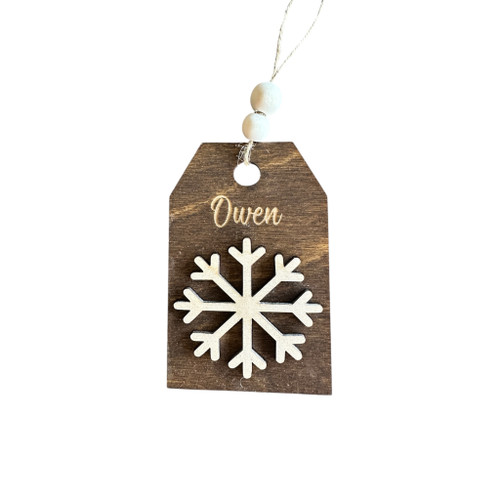 Personalized Layered Wood Gift Tag Ornament