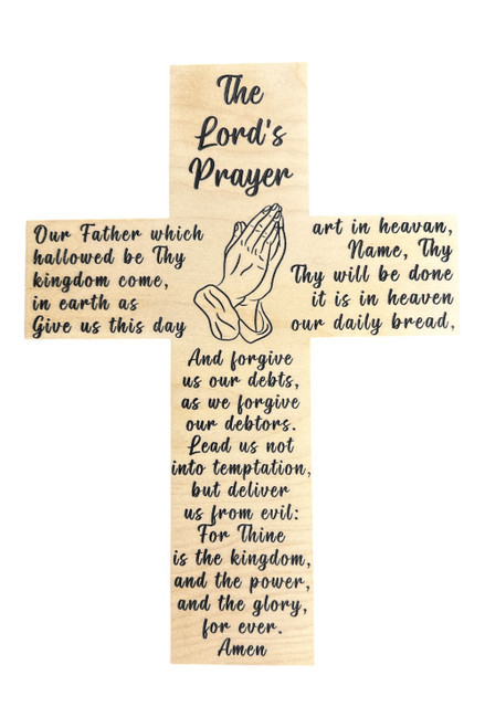Lord’s Prayer Cross – Engravable Christian Wall or Desk Display with Custom Message Option