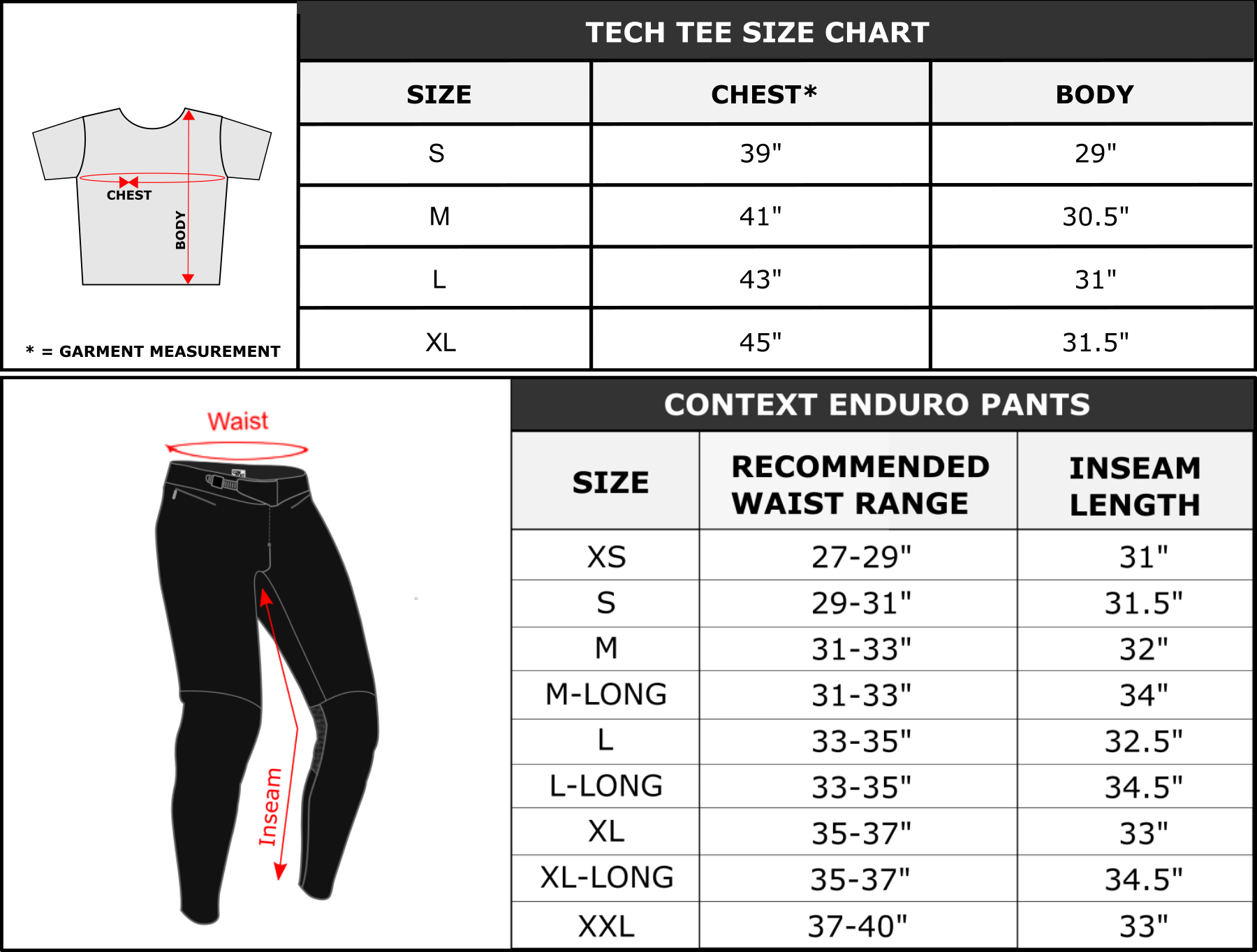 Rev'IT! Women's Pants Size Chart