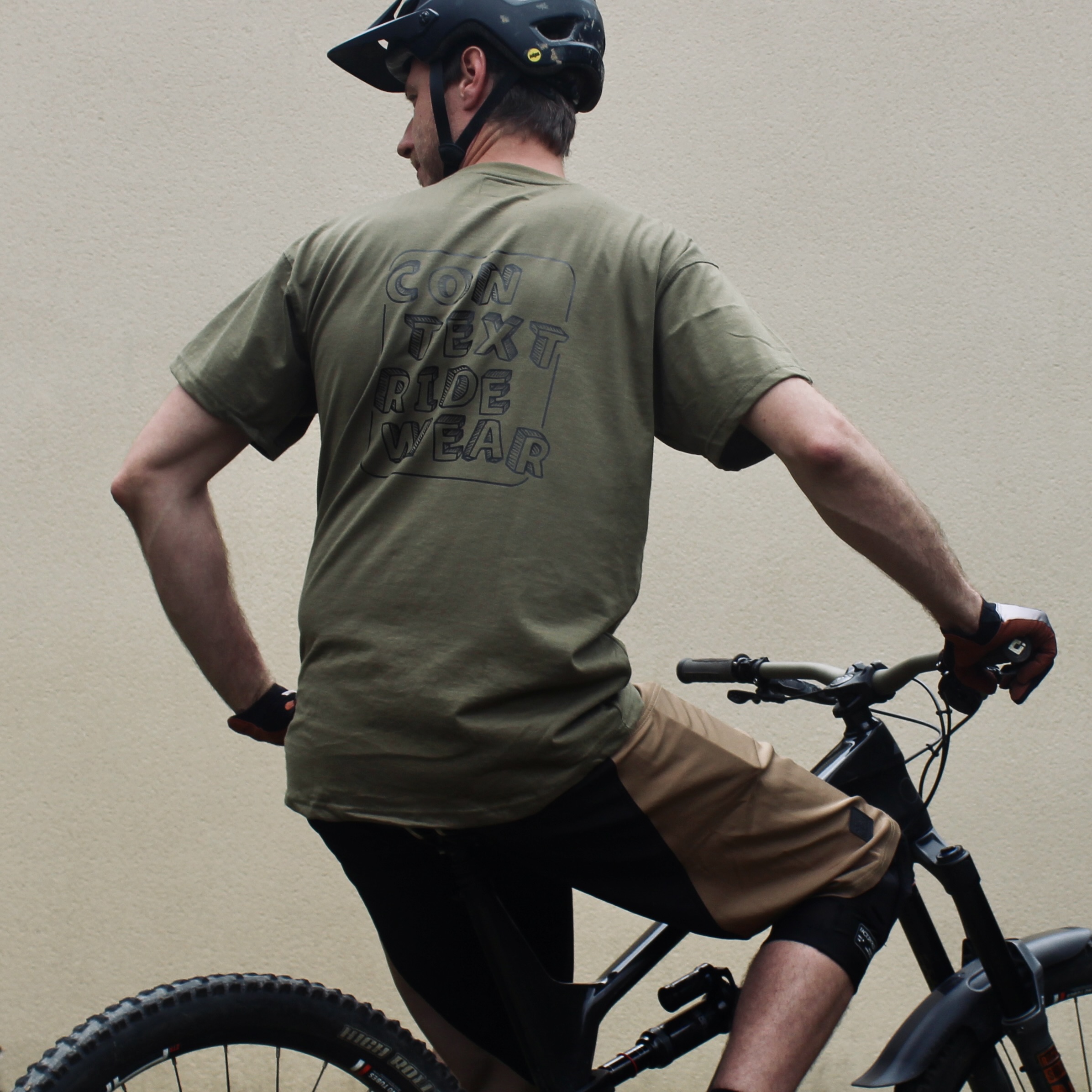 Context Ridewear MTB DH Tee Shorts Combo - On bike Olive Sandstone