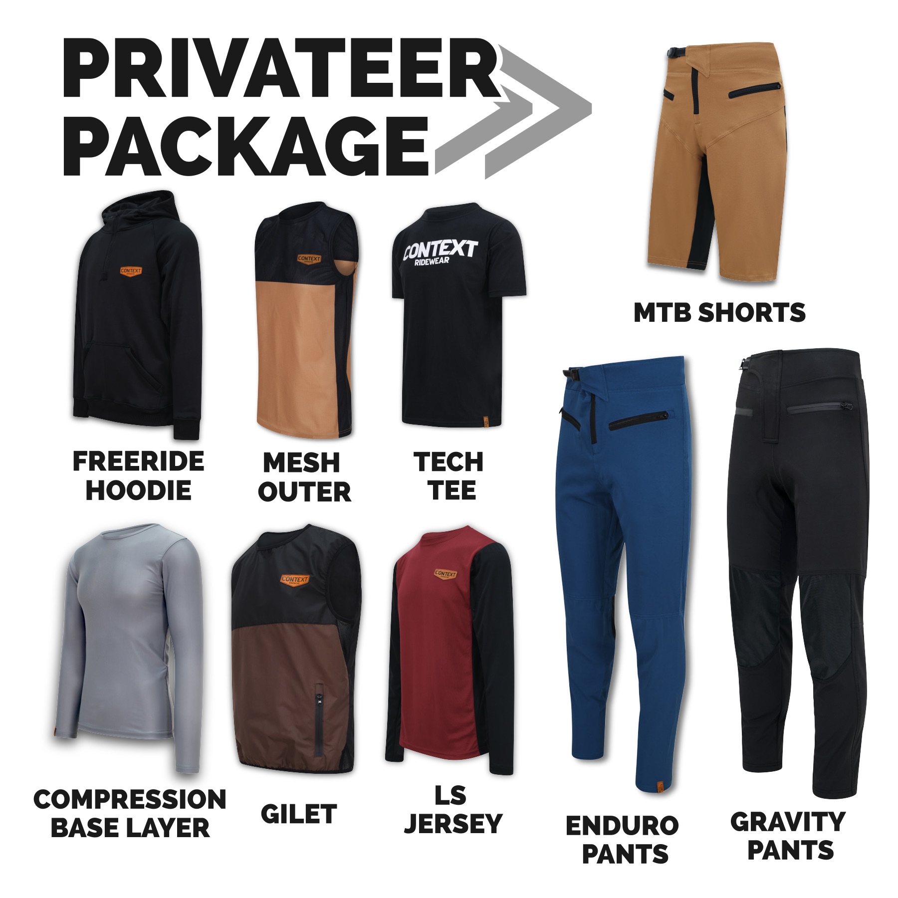 Context Ridewear MTB Privateer Package - Bundle Contents