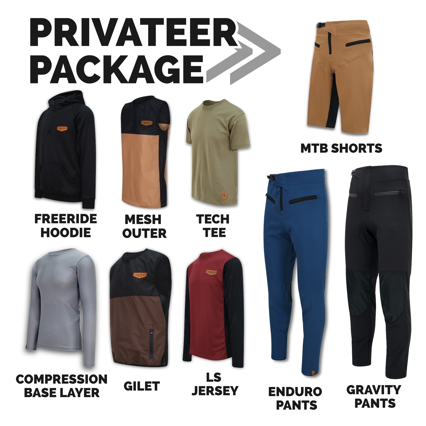 Context Ridewear MTB Privateer Package - Bundle Contents