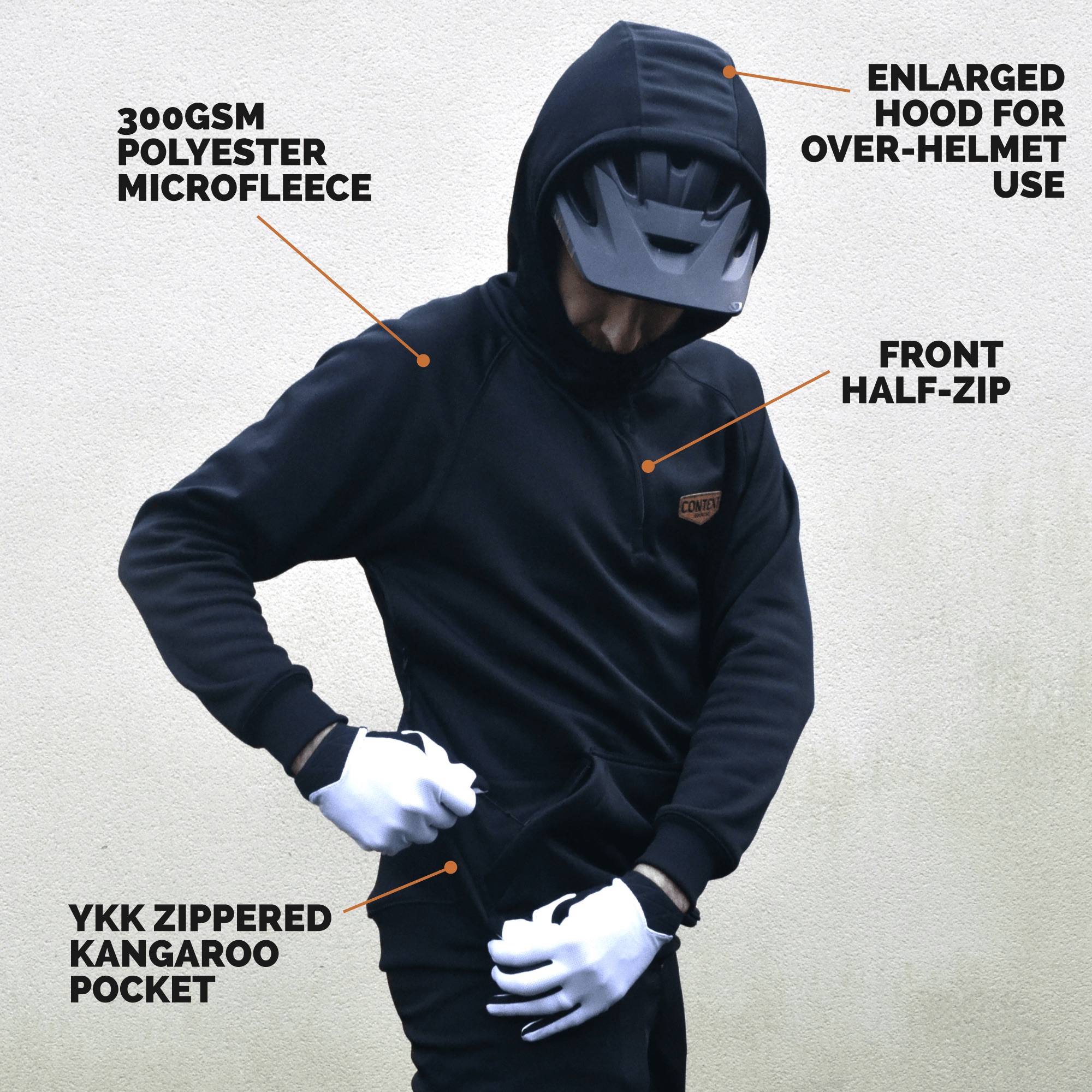 Context Ridewear MTB DH Hoodie Enduro combo - Hoodie features 1