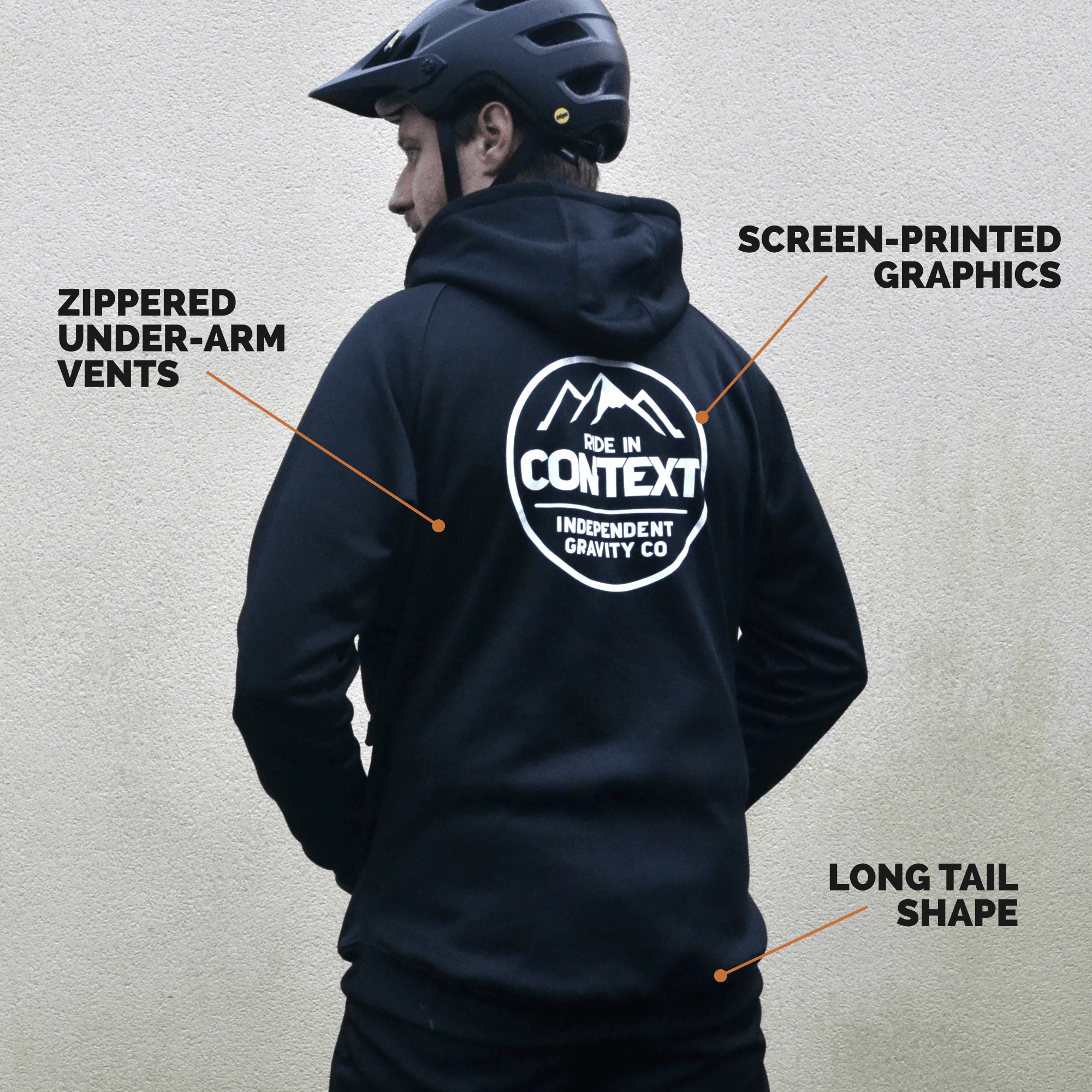 Context Ridewear MTB DH Hoodie Enduro combo - Hoodie features 2
