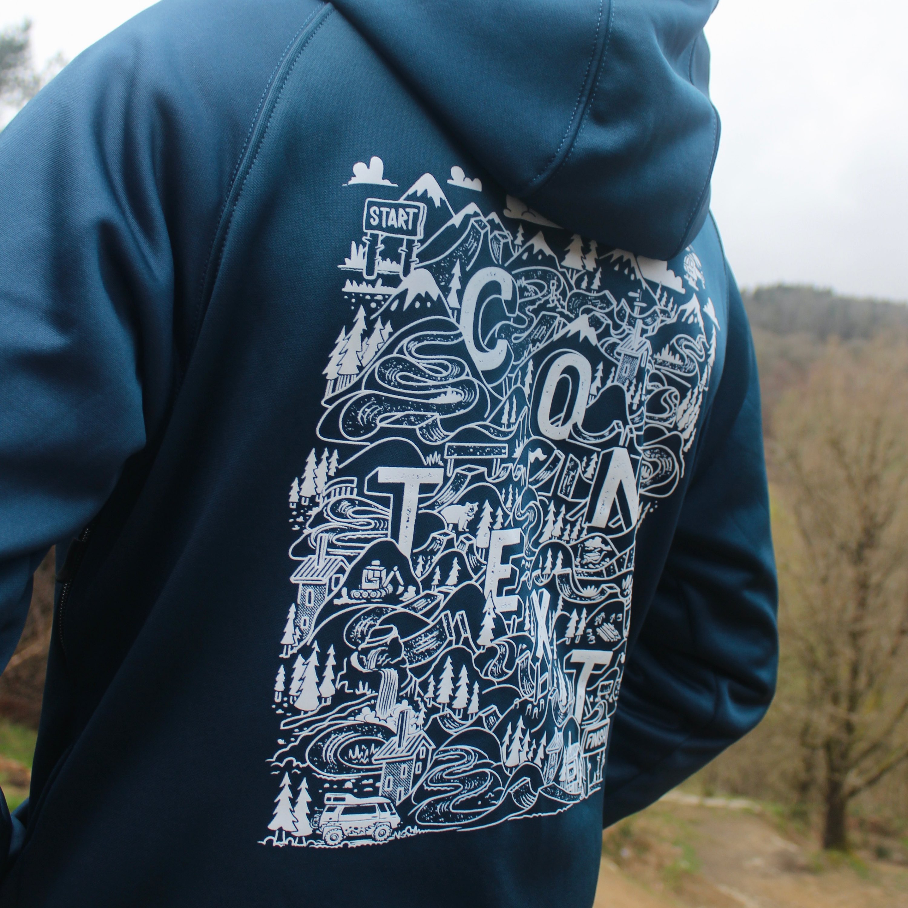 Context Ridewear Freeride Hoodie MK1 Petrol Blue Outdoor Rear design 1