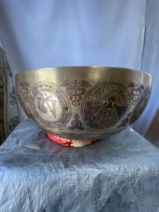 Ceremonial Bronze Singing Bowl – Mandala of Awakening (22” Handcrafted)