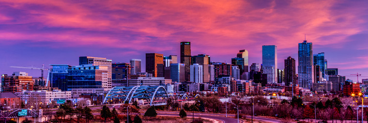 Denver Skyline Sunset Panoramic