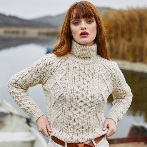 ML150 109 PARSNIP Colour Breathable Ladies Short Cut Aran Sweater ShopAran.com ML150 109 PARSNIP Colour Breathable Ladies Short Cut Aran Sweater ShopAran.com