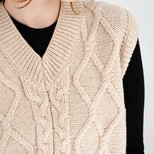 ML153 109 PARSNIP Colour Merino Aran Cable Stitches Gilet for Women ShopAran.com ML153 109 PARSNIP Colour Merino Aran Cable Stitches Gilet for Women ShopAran.com