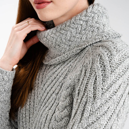 AWL118 303 Irish Traditional Aran Moss & Cable Stitches Women Sweater ShopAran.com AWL118 303 Irish Traditional Aran Moss & Cable Stitches Women Sweater ShopAran.com