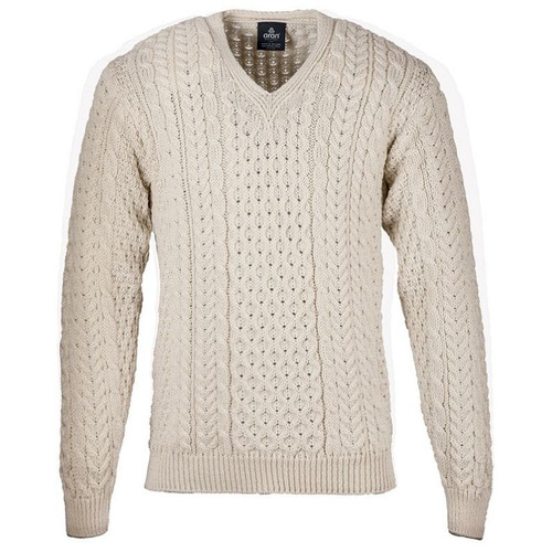 B736 162 NATURAL WHITE Colour Aran Sweater V Neck Design for Men with Cable Diamond Stitches ShopAran.com B736 162 NATURAL WHITE Colour Aran Sweater V Neck Design for Men with Cable Diamond Stitches ShopAran.com