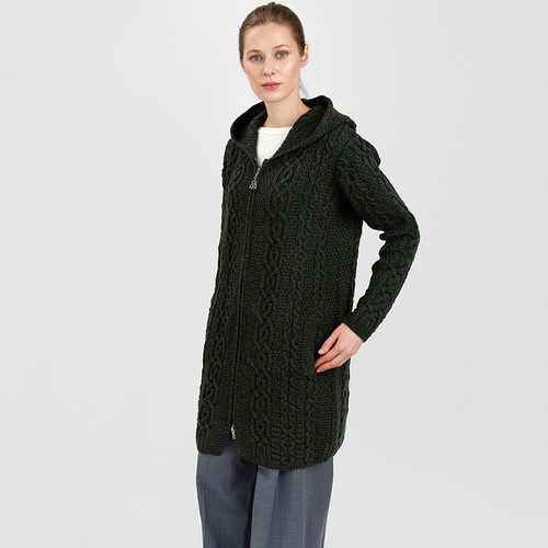 Women's Irish Knit Hooded Coat Women's Irish Knit Hooded Coat