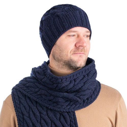 MM258 104 NAVY BLUE Colour Men’s Aran Cable Knit Hat ShopAran.com MM258 104 NAVY BLUE Colour Men’s Aran Cable Knit Hat ShopAran.com